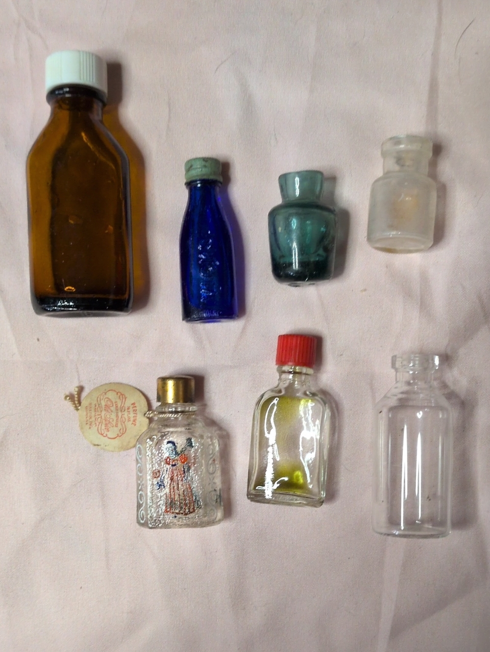 Vicks Drops And Other Vintage Mini Glass Bottle Collection - Assorted Colors